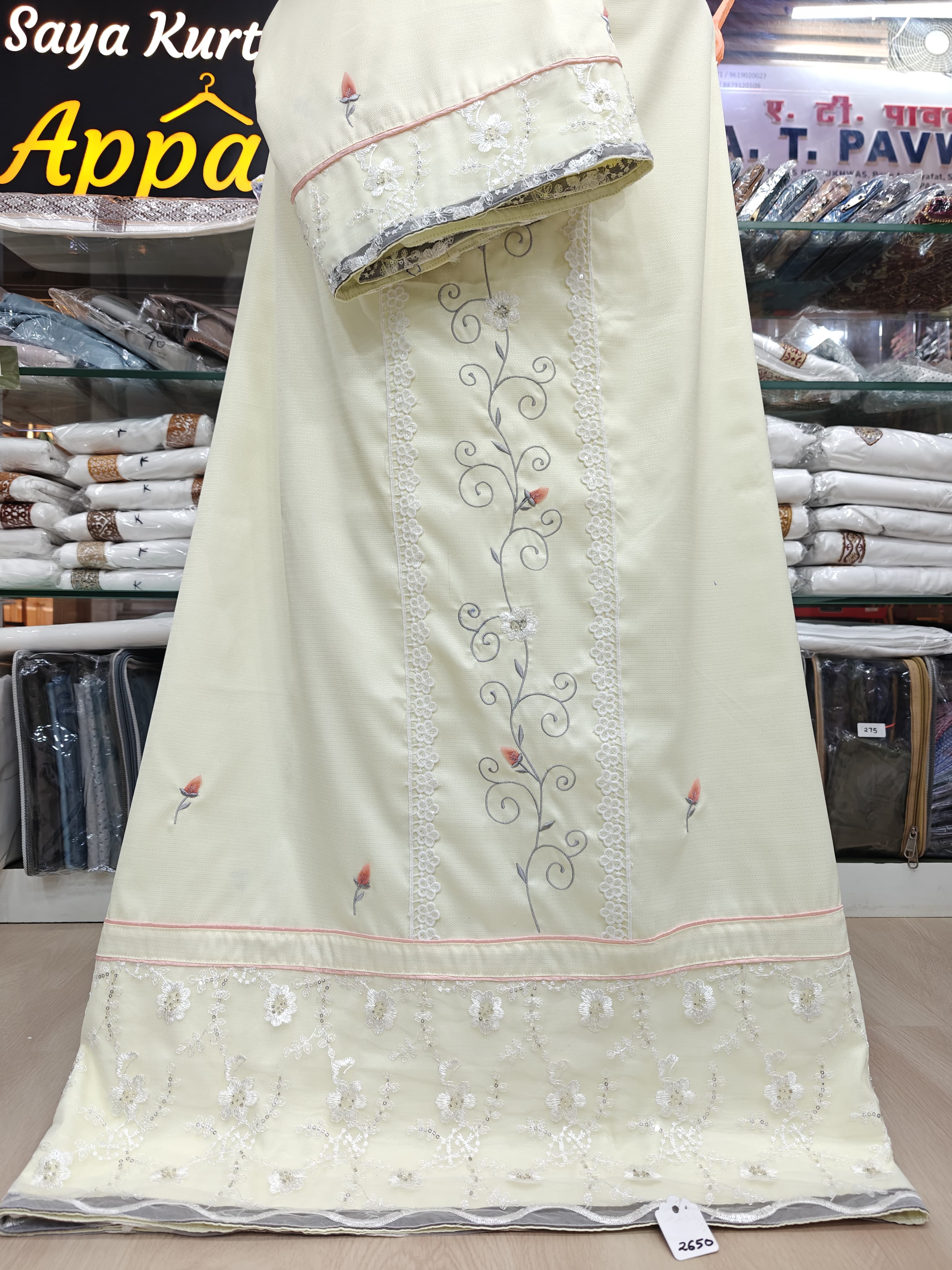  Yellow Cotton Embroidered Rida 